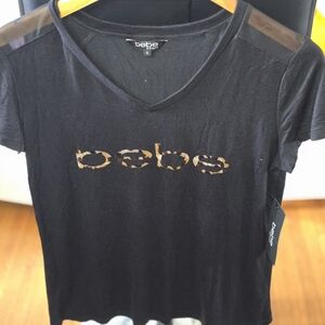 2B Bebe Black Fitted T-Shirt with Short Sleeves